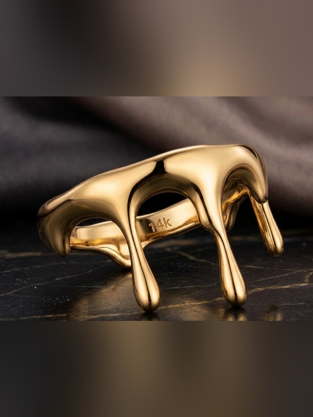 Gold Drip Design Ring